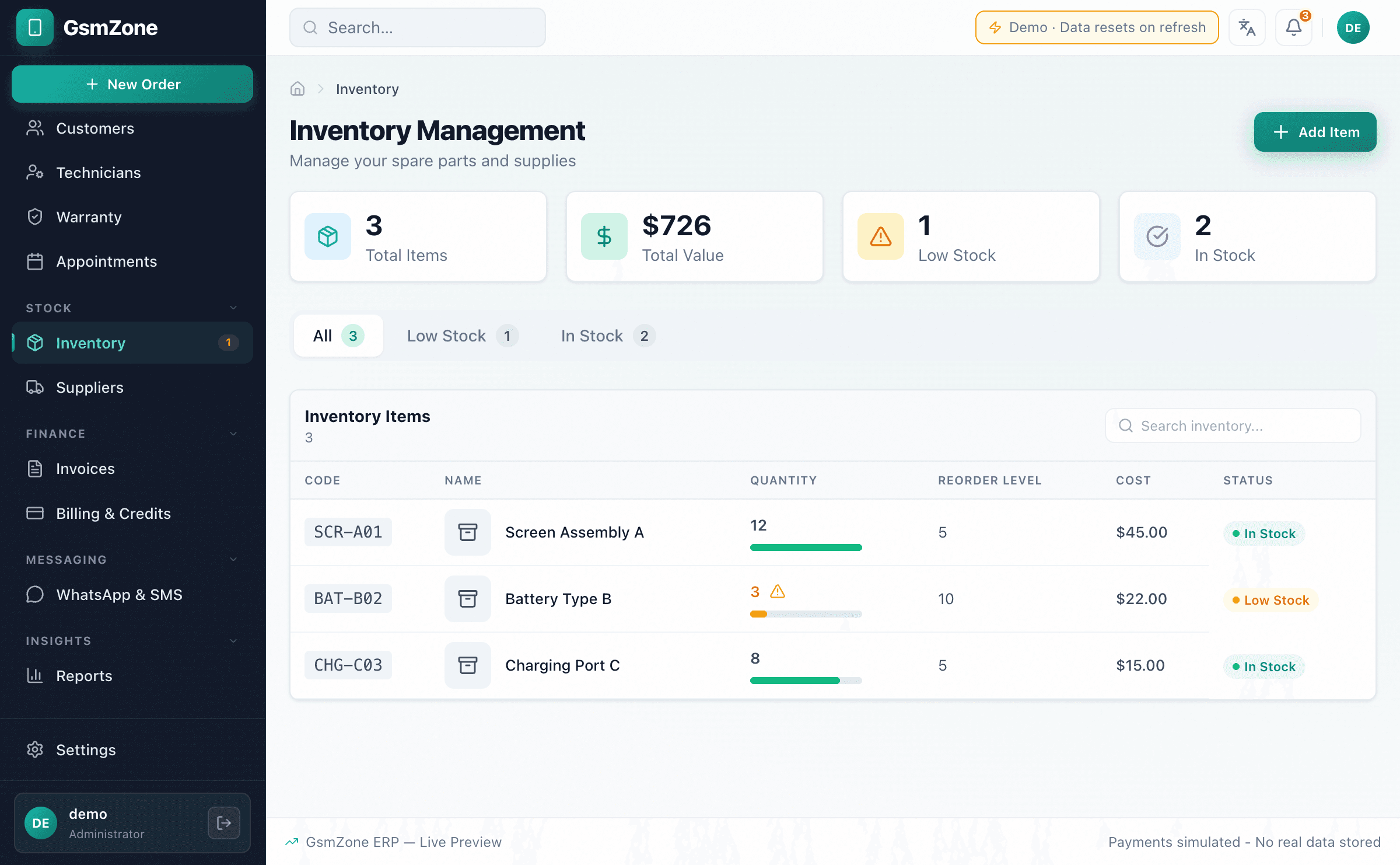 GsmZone ERP — Inventory Management